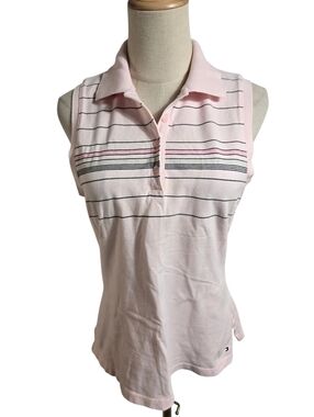 Tommy Hilfiger Pink Striped Preppy Sleeveless Polo Tank